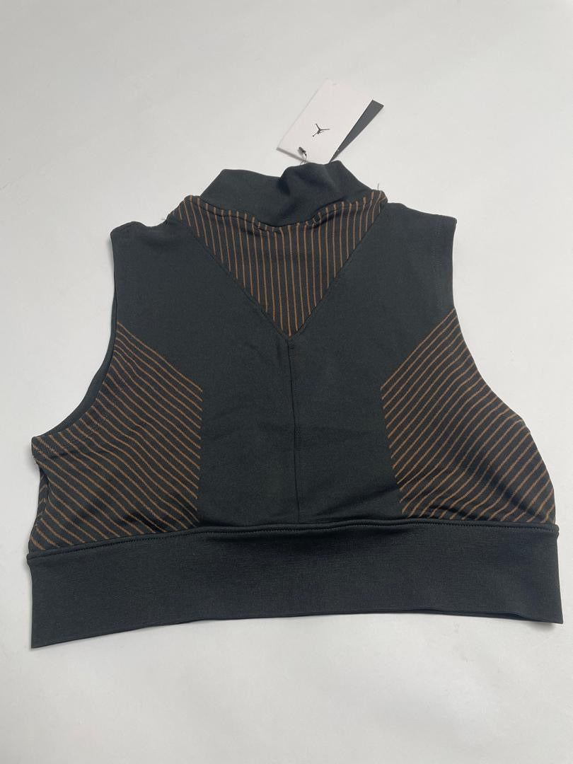 Crop Top Jordan Femme Noir sans Manches avec Détails Dorés