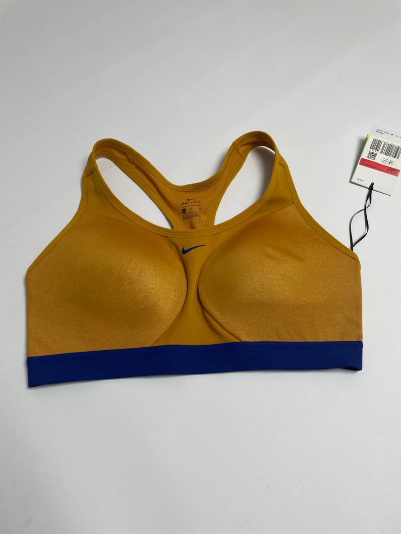 Brassière Nike Femme Jaune Moutarde avec Bande Bleue