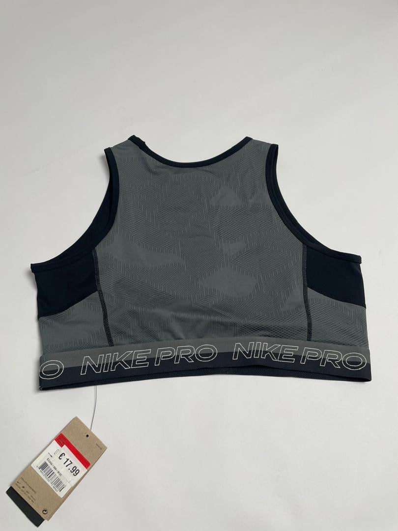 Brassière Nike Pro Femme Noir et Gris avec Panneaux Mesh