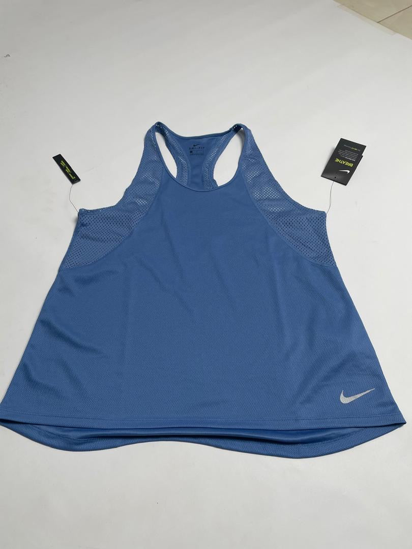 Débardeur Nike Femme Bleu Panneaux Mesh Respirants
