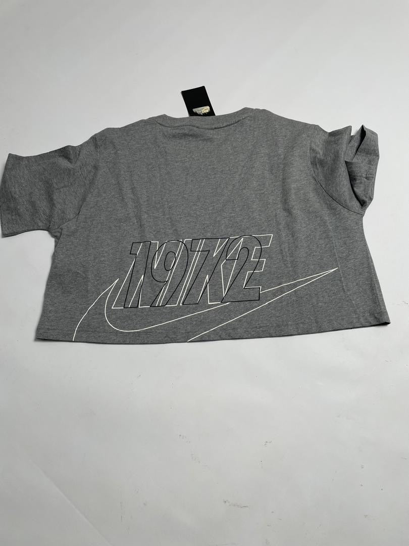 T-shirt Crop Nike Femme Gris Logo Outlined