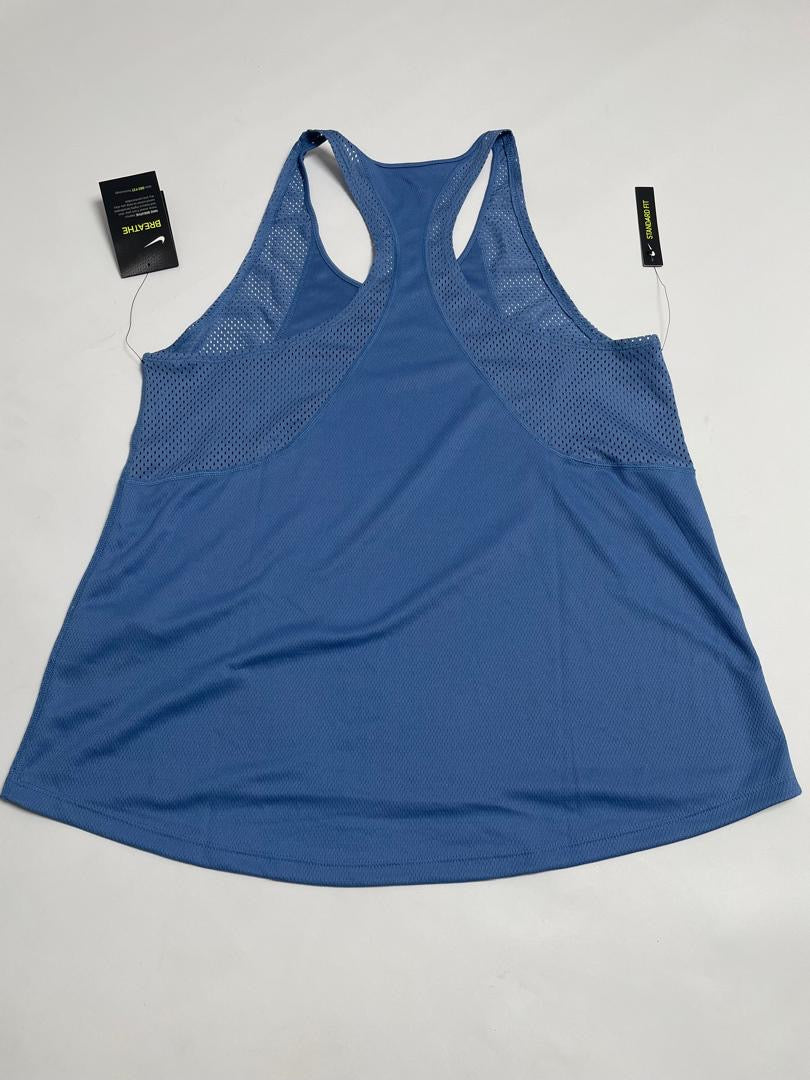 Débardeur Nike Femme Bleu Panneaux Mesh Respirants