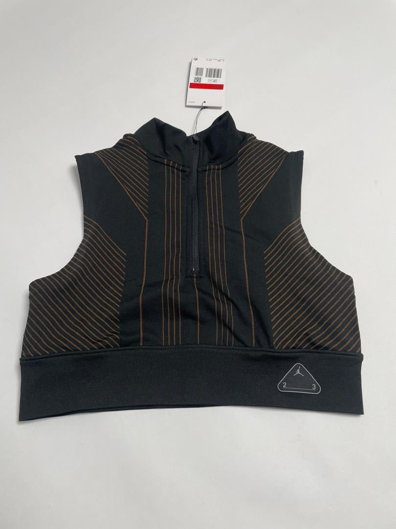 Crop Top Jordan Femme Noir sans Manches avec Détails Dorés