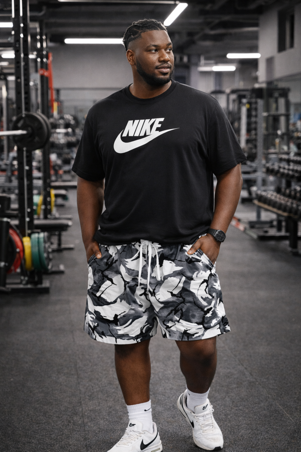 Nike Sportswear Camo - Short Homme Camouflage Gris