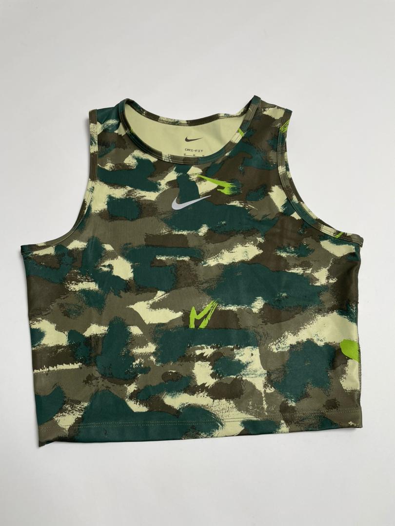 Crop Top Nike Dri-FIT - Camouflage Jaune Fluo