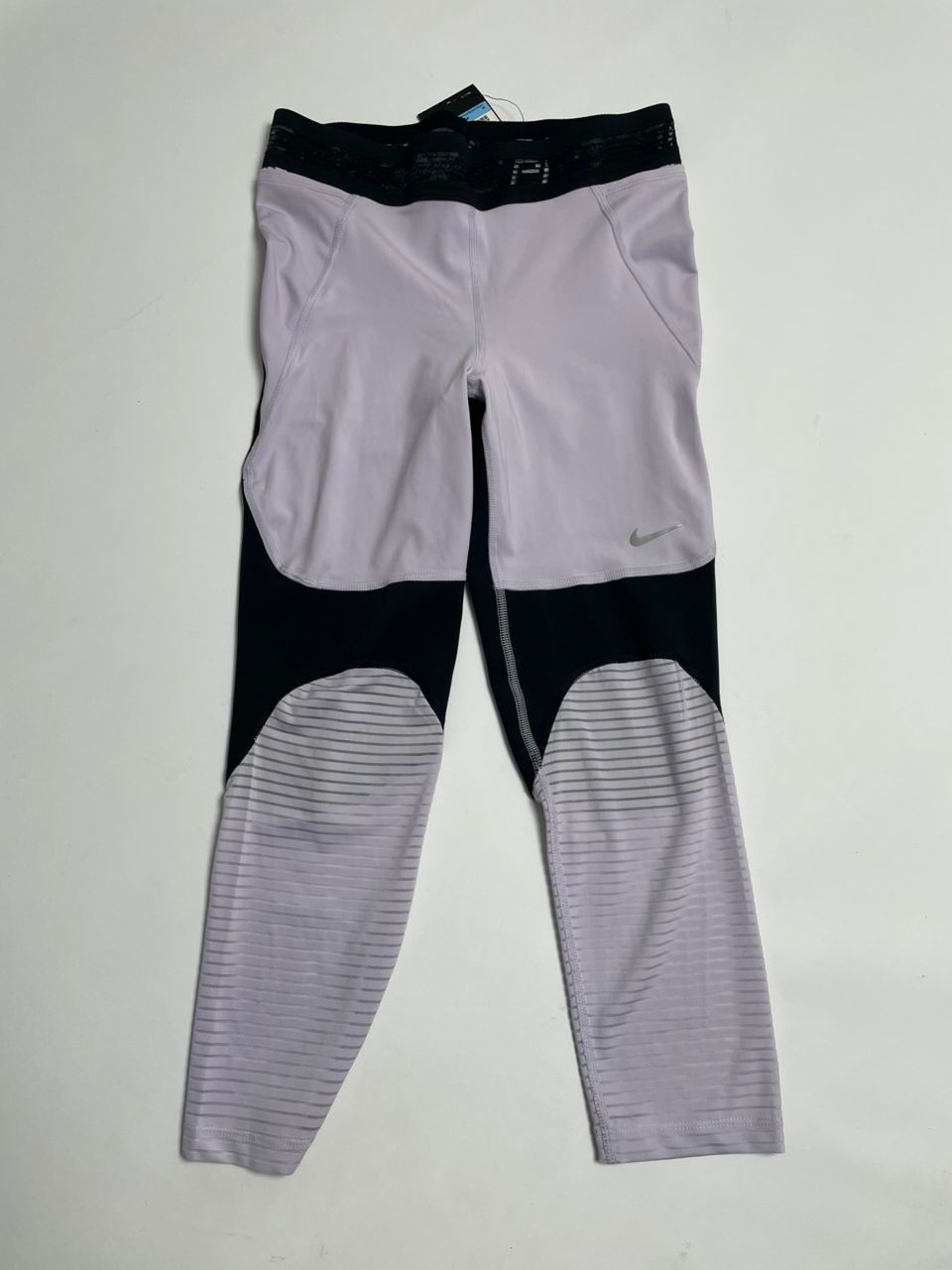 Legging Nike Pro Femme - Bicolore Gris Noir avec Panneaux Texturés