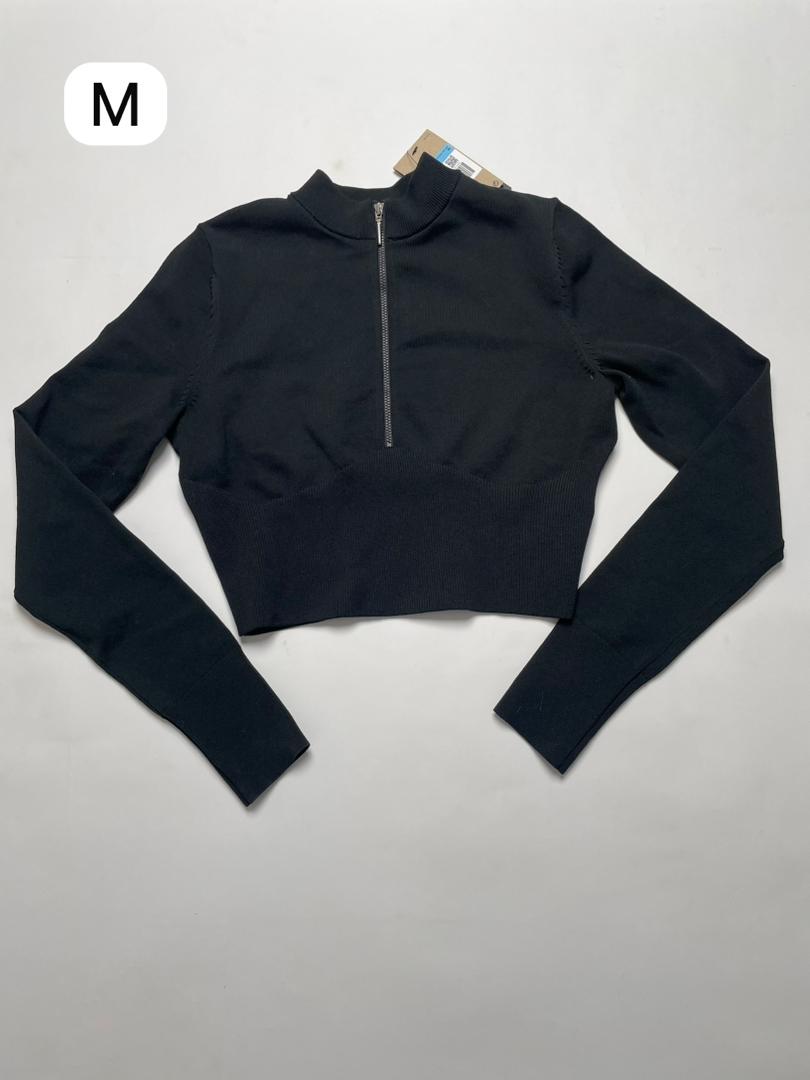 Haut Nike Crop à Zip Femme - Noir Taille M
