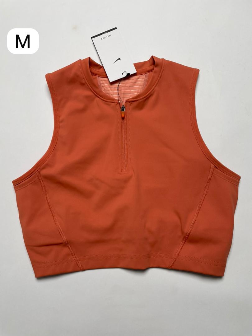 Haut Nike Crop à Zip Femme - Terracotta Taille M