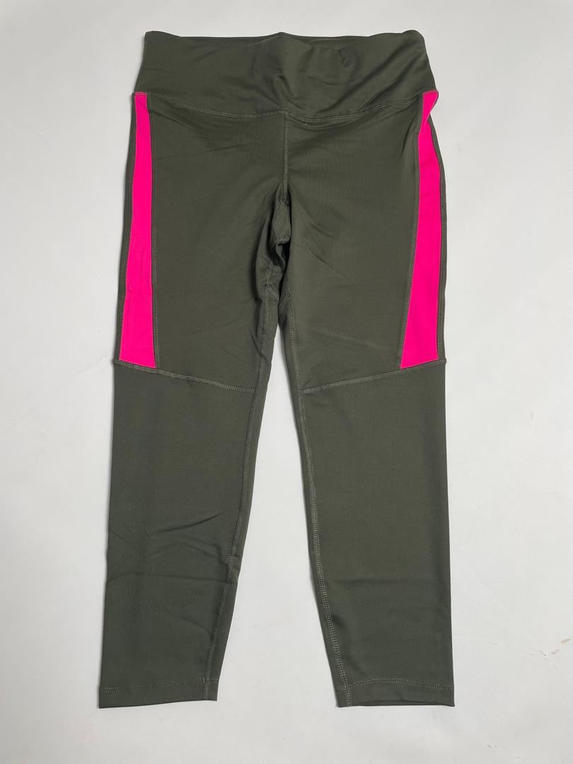 Legging Nike Femme Vert Kaki avec Bandes Rose Fuchsia Latérales