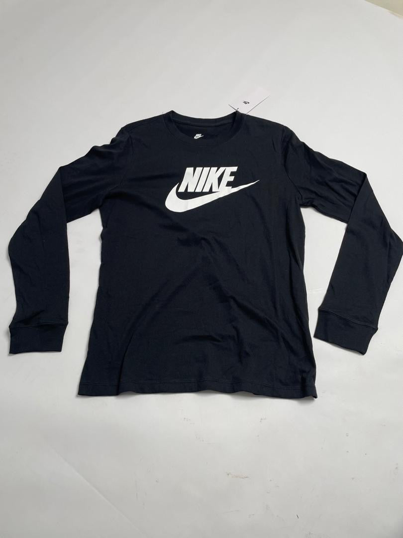 T-shirt Nike Homme Noir Manches Longues Logo Blanc
