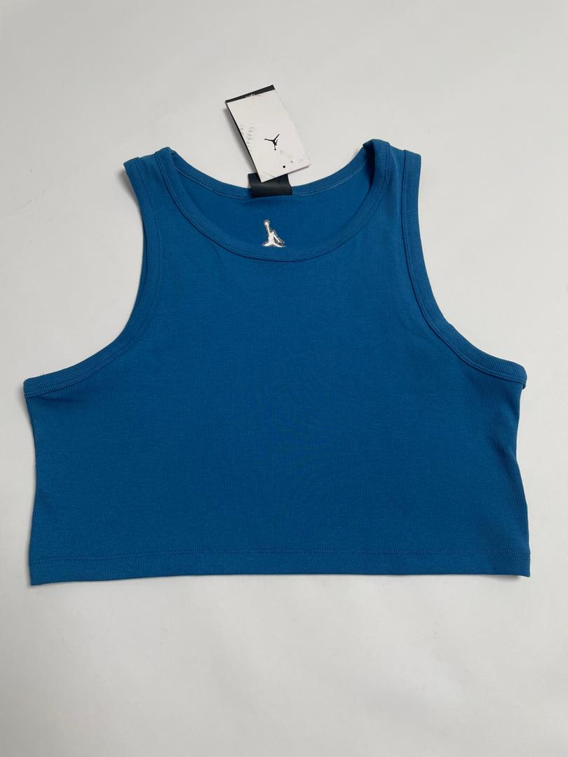 Crop Top Jordan Femme Bleu Pétrole sans Manches