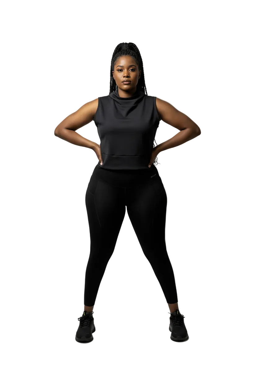 Ensemble sport femme noir - vue de face