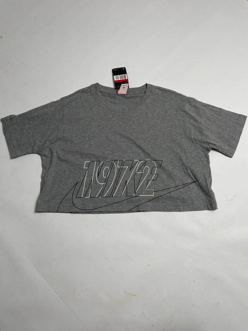 T-shirt Crop Nike Femme Gris Logo Outlined
