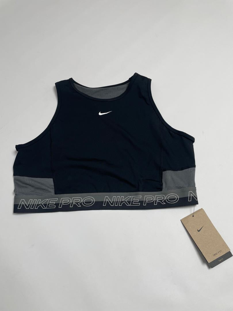 Brassière Nike Pro Femme Noir et Gris avec Panneaux Mesh