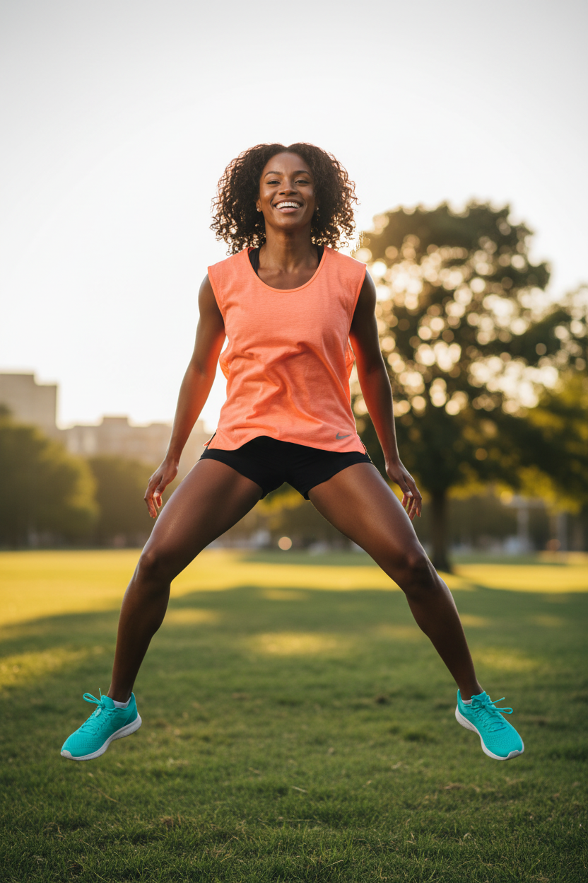 Femme africaine en débardeur Nike orange corail à manches larges