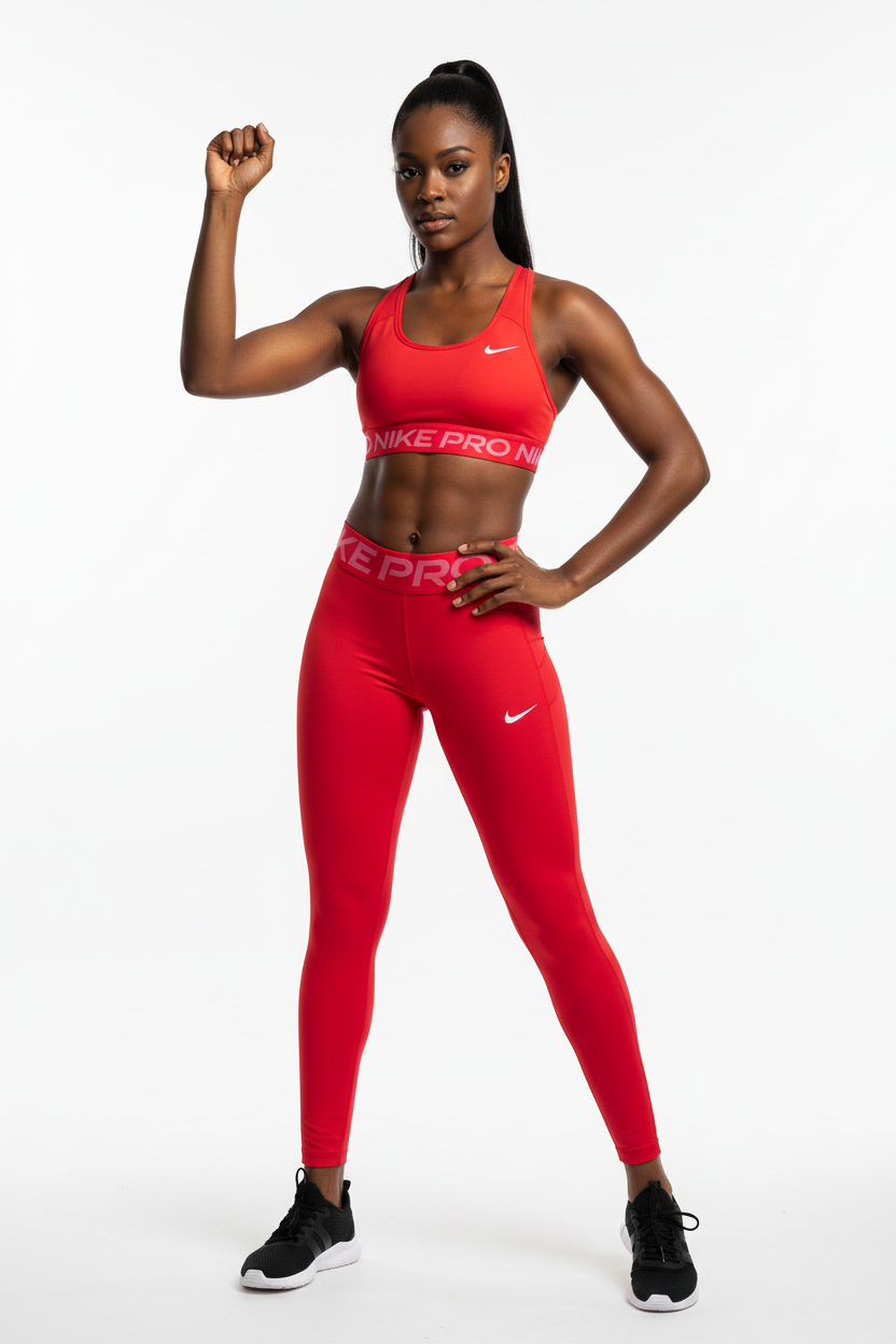 Femme athlétique portant legging Nike Pro rouge