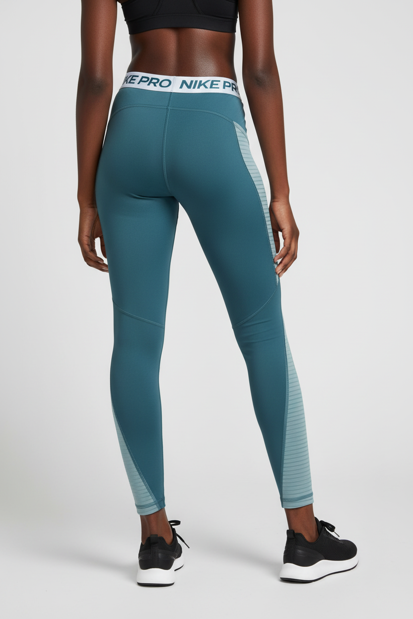 Mannequin femme portant le legging Nike Pro bleu canard - vue de dos