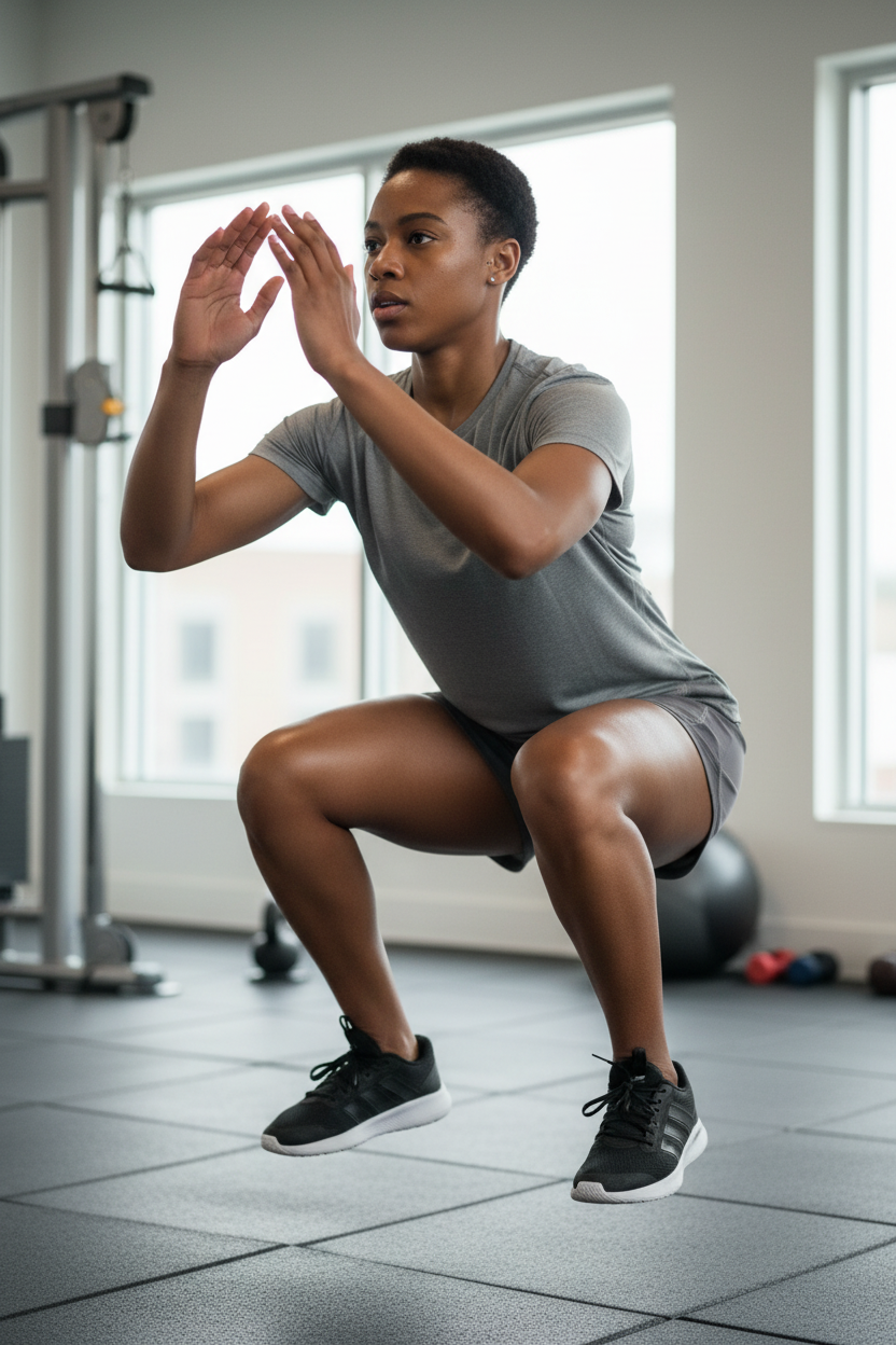 Femme africaine portant le t-shirt de sport Nike gris avec panneaux mesh lors d'un entraînement intensif
