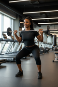Femme africaine à la salle de sport portant le legging 7/8 noir