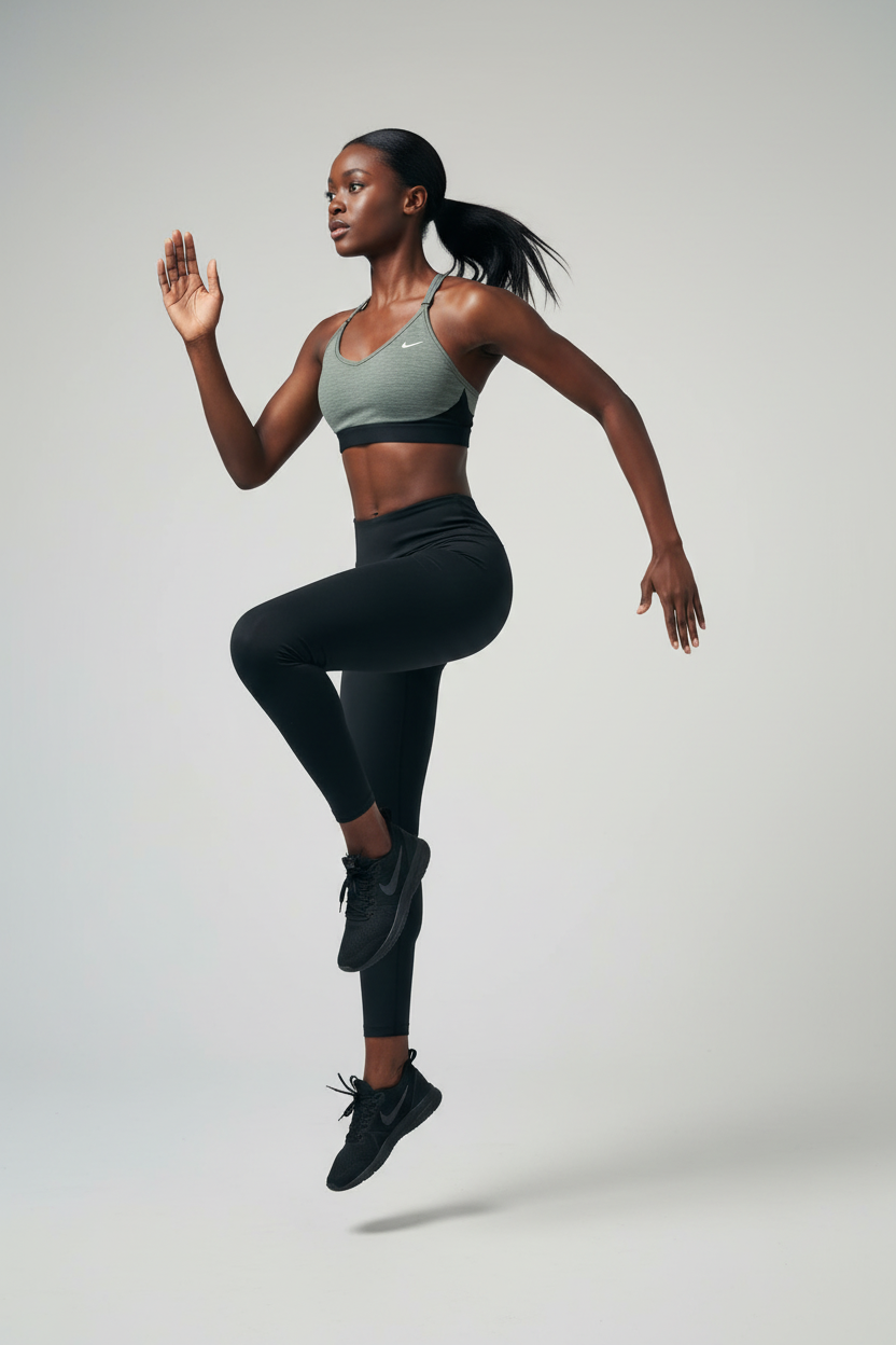 Mannequin portant la brassière Nike mesh grise - vue de face