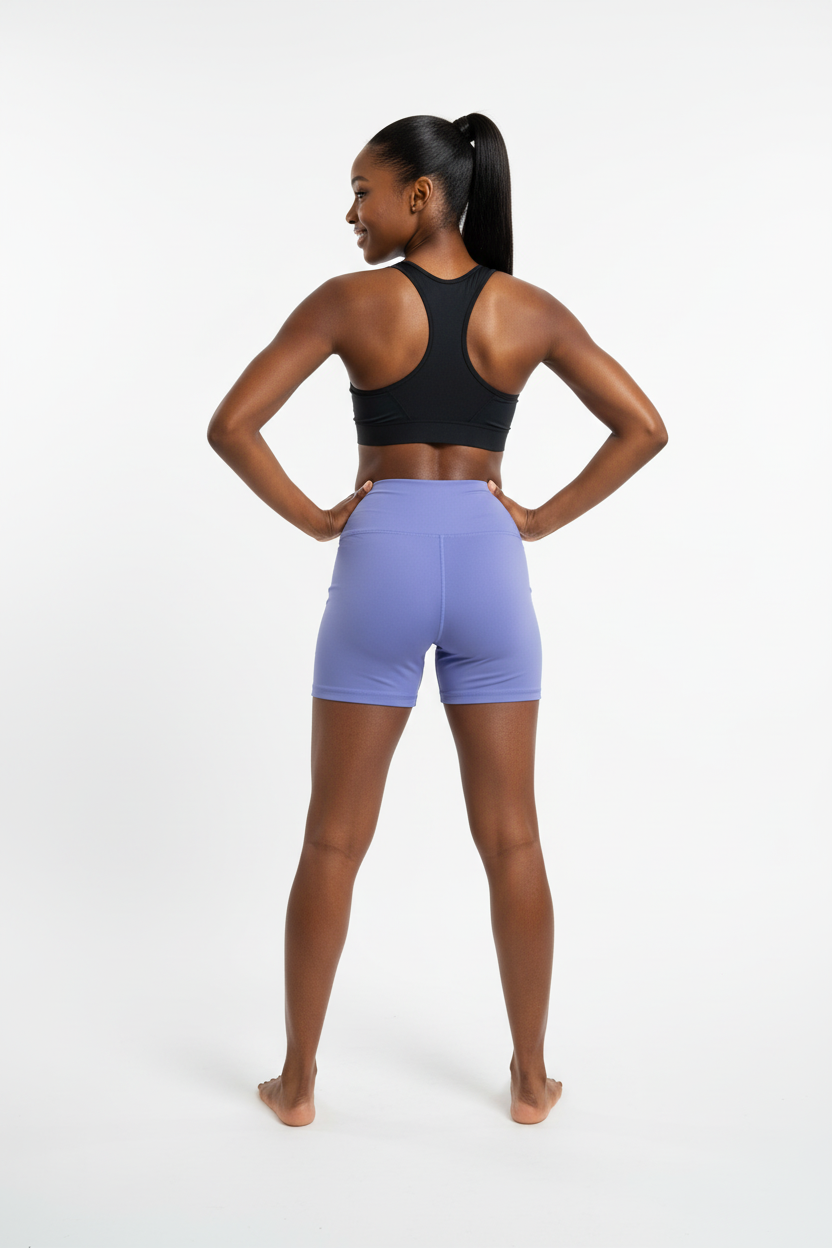 Mannequin africaine portant le short Nike bleu lavande - Vue de dos