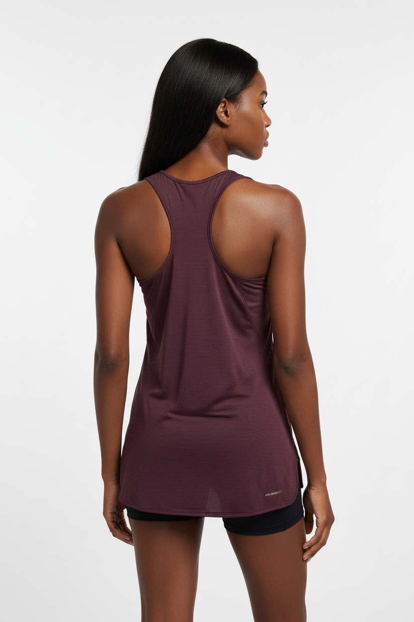 Mannequin africaine portant le débardeur Nike bordeaux - Vue de dos