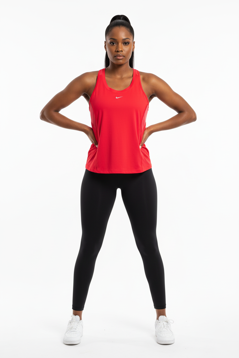 Mannequin africaine portant le débardeur Nike rouge - Vue de face