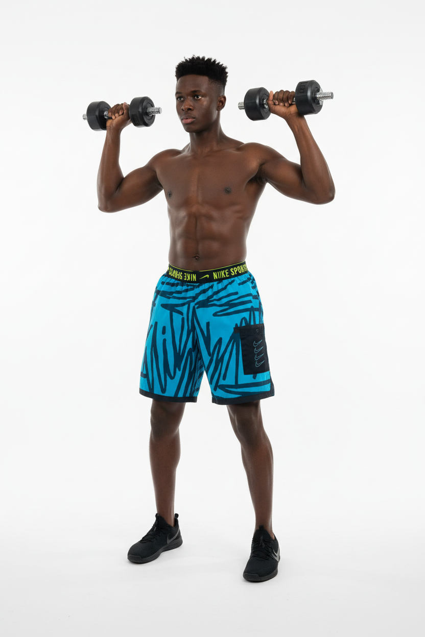 Mannequin avec haltères portant le short Nike - Pose 1