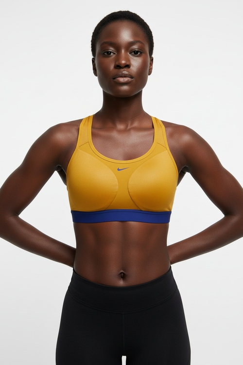 Mannequin femme avec brassière Nike jaune moutarde - Vue de face