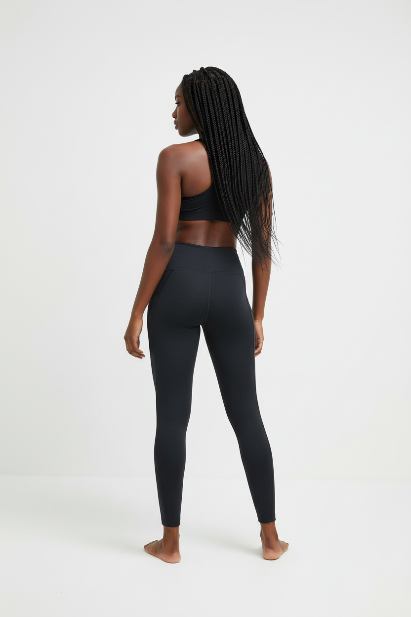 Mannequin femme avec cheveux longs et legging Nike Go noir - Vue de dos