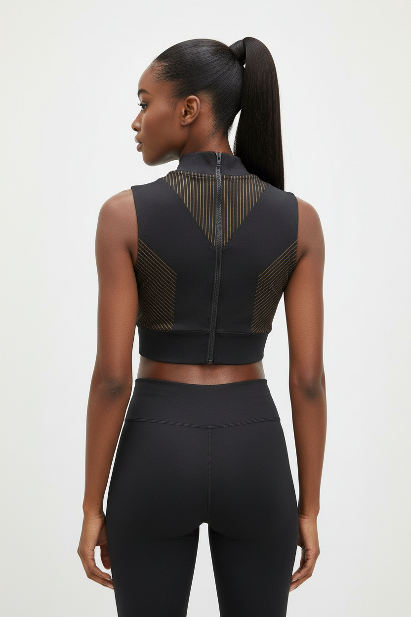 Mannequin femme avec crop top Jordan noir sans capuche - Vue de dos