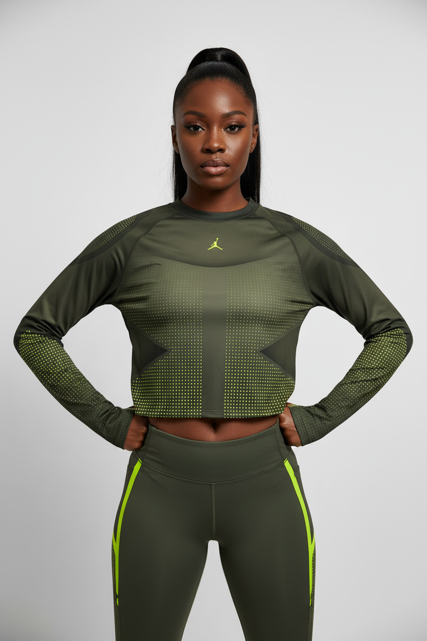Mannequin femme avec crop top Jordan vert kaki - Vue de face