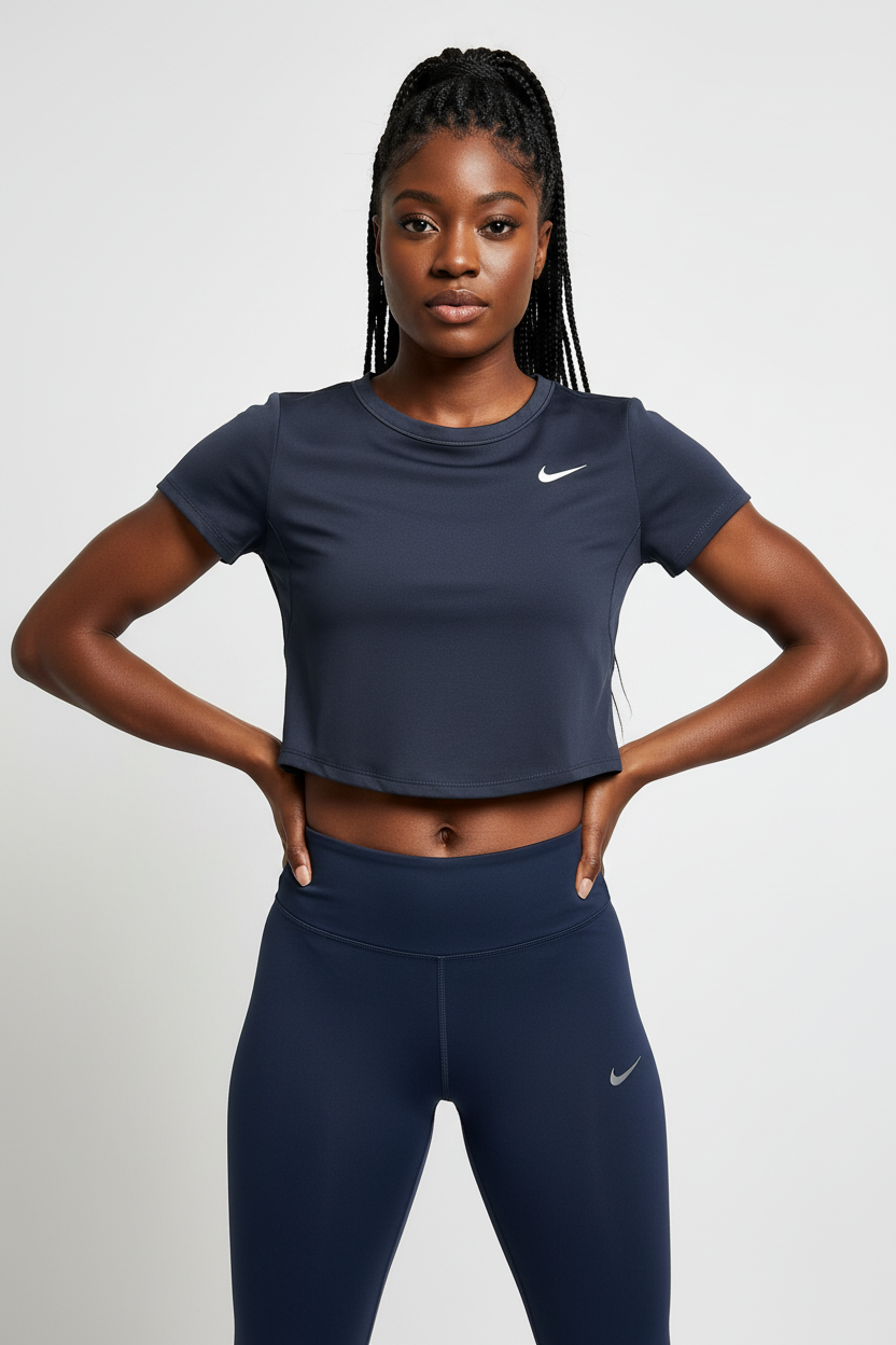Mannequin femme avec crop top Nike bleu marine - Vue de face
