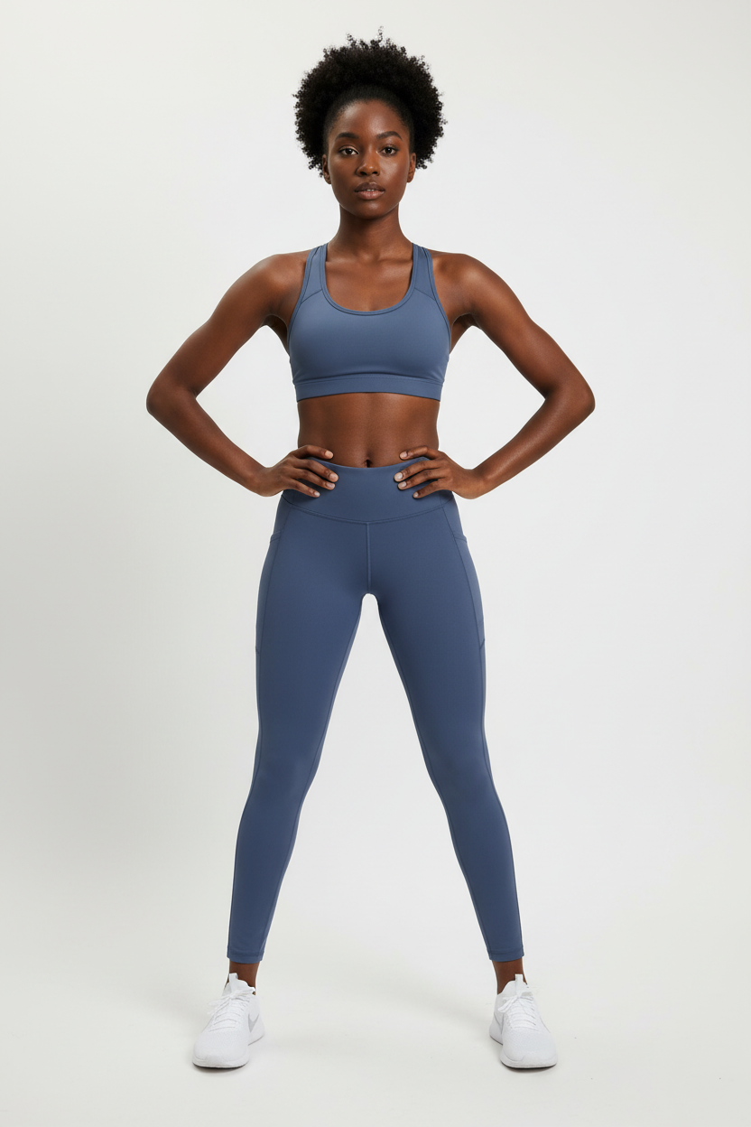 Mannequin femme avec legging Nike bleu gris - Vue de face