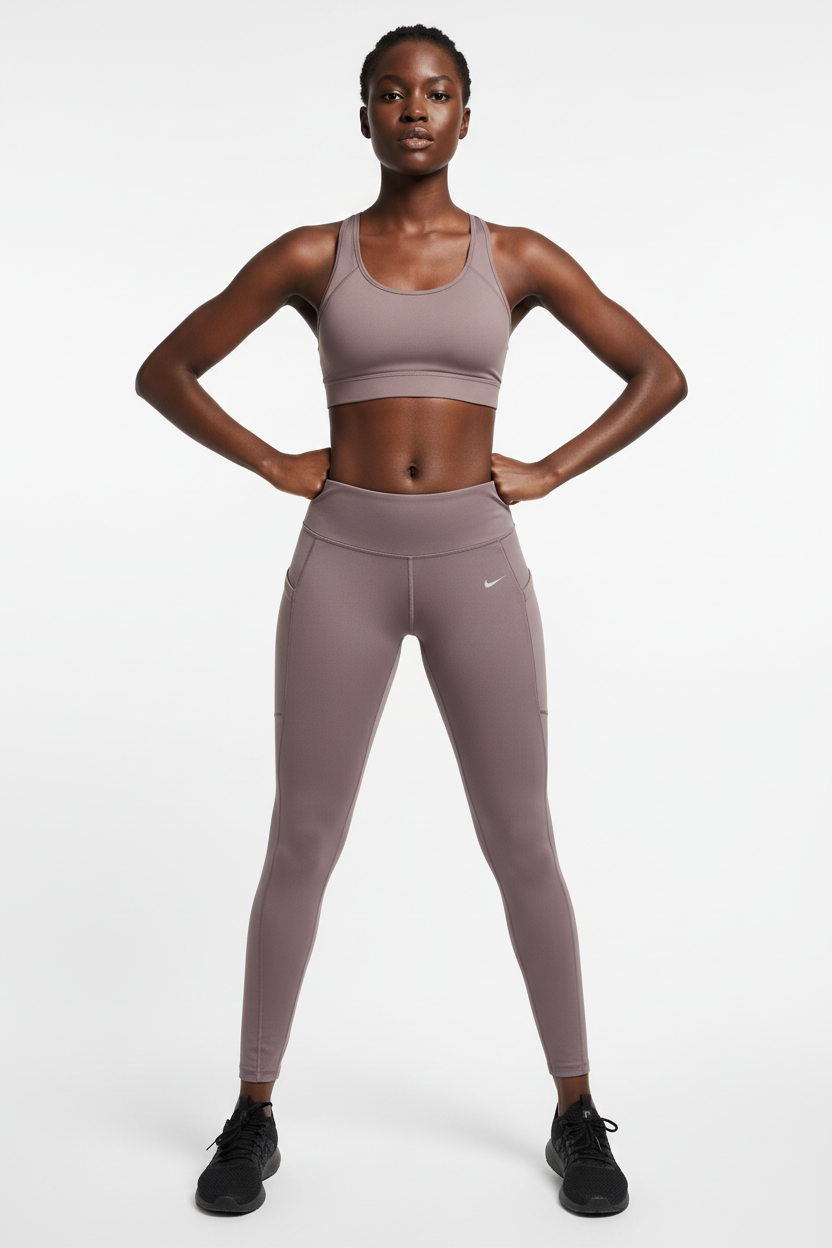 Mannequin femme avec legging Nike Go mauve - Vue de face