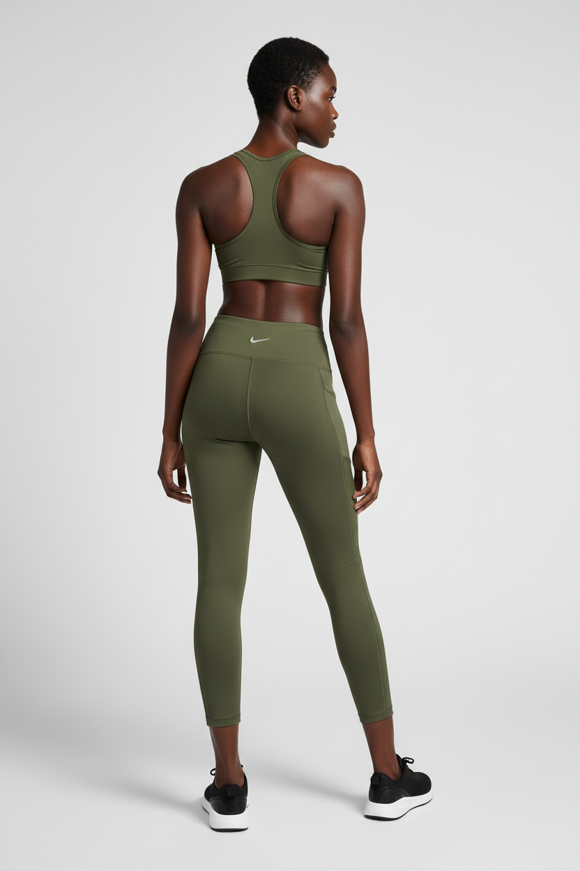 Mannequin femme avec legging Nike Go vert kaki - Vue de dos