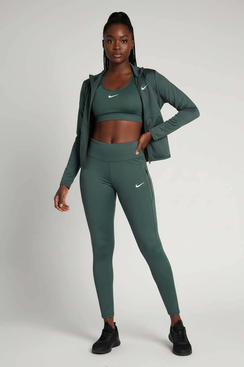 Mannequin femme avec legging Nike vert forêt - Vue de face