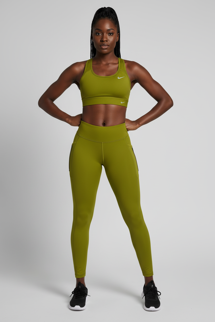 Mannequin femme avec legging Nike vert olive - Vue de face