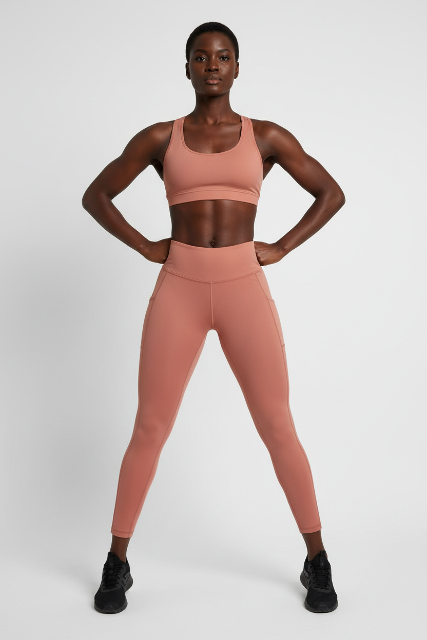 Mannequin femme avec legging terracotta rose saumon - Vue de face