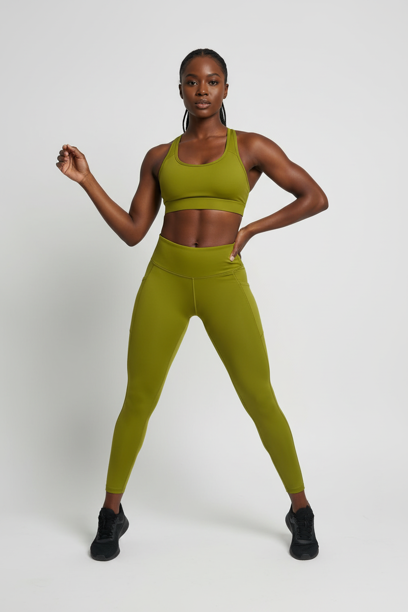 Mannequin femme avec legging vert olive - Vue de face