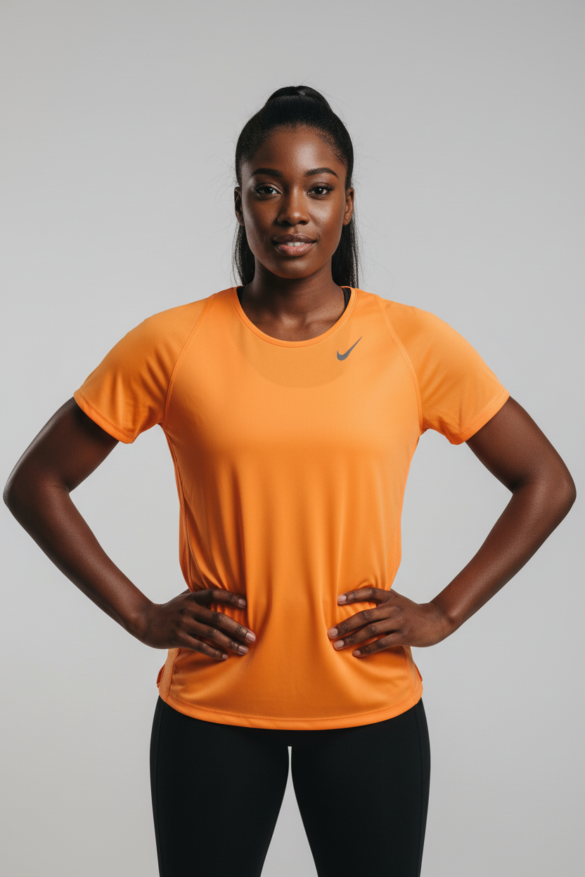 Mannequin femme avec t-shirt Nike orange - Vue de face