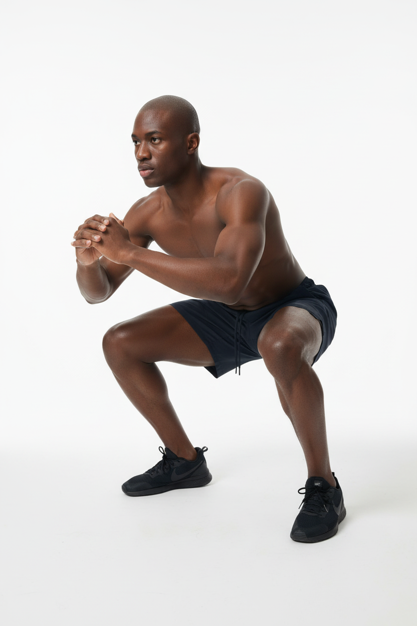 Mannequin sportif au crâne rasé portant le short Nike - Pose 2